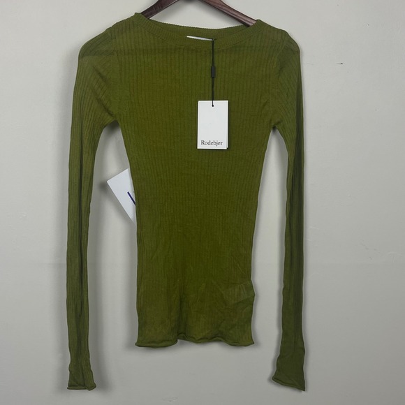 Rodebjer Tops - Rodebjer Malpe Sunny Lime Ribbed Knit Long Sleeve Top Green 2320118 Womens S